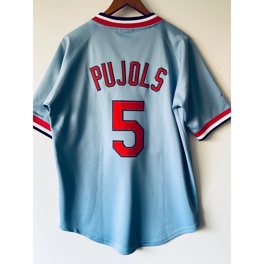 Mens Majestic St Louis Cardinals 5 Albert Pujols vintage Cooperstown Throwback